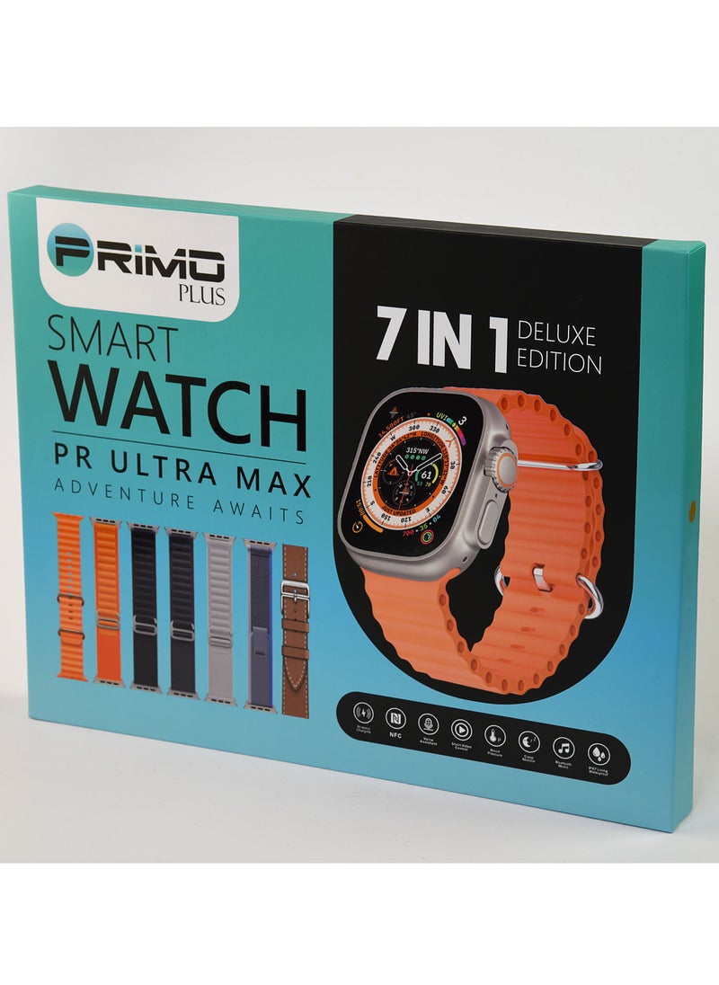 PRIMO PLUS - The New PR ULTRA MAX Smart Watch Series 8 With A Full Screen Works With The Android And IOS System Is Responsive Wireless Charging And Supports GPS With 7 Bracelets and Protection Cover , Size 49 mm - - Image 1