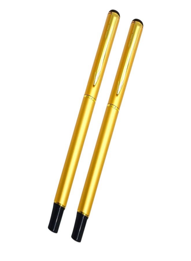 auteur Executive Series 801 Golden Fountain Pen & Roller Ball Pen Set Designer Metal Body Premium Best Gift Pen Set For Men & Women Professional Executive Office, Nice Pens (Pack of 2, Blue Ink) - Image 1