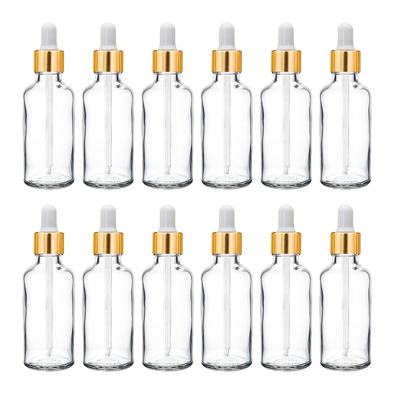 nsb herbals nsb herbals 50 ml ClearTransparent Round Empty Glass BottleGlass DropperGolden RingSilicon White Teat Refillable For Essential Oils Perfumes Pack Of 3  - Image 1