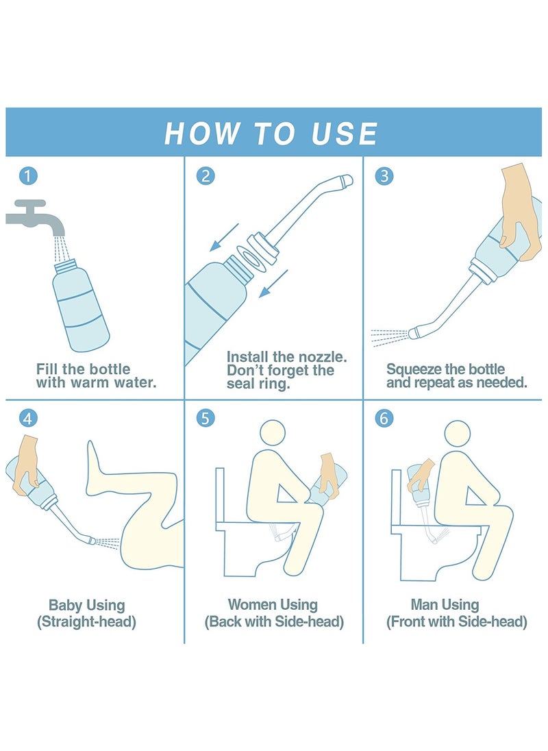 Generic - Peri Bottle Travel Shattaf, Portable Travel Bidet with Carry Bag,2 Nozzle,Essentials for Postpartum Perineal Care,Hemorrhoid Treatment - Image 1