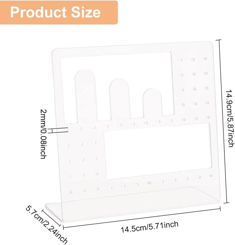 TPGP FINGERINSPIRE Acrylic Earring Display Stand - Clear L-Shaped Organizer for Earrings and Rings - Image 2
