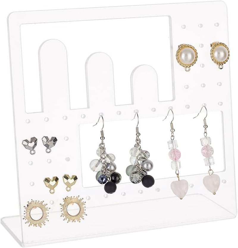 TPGP FINGERINSPIRE Acrylic Earring Display Stand - Clear L-Shaped Organizer for Earrings and Rings - Image 1