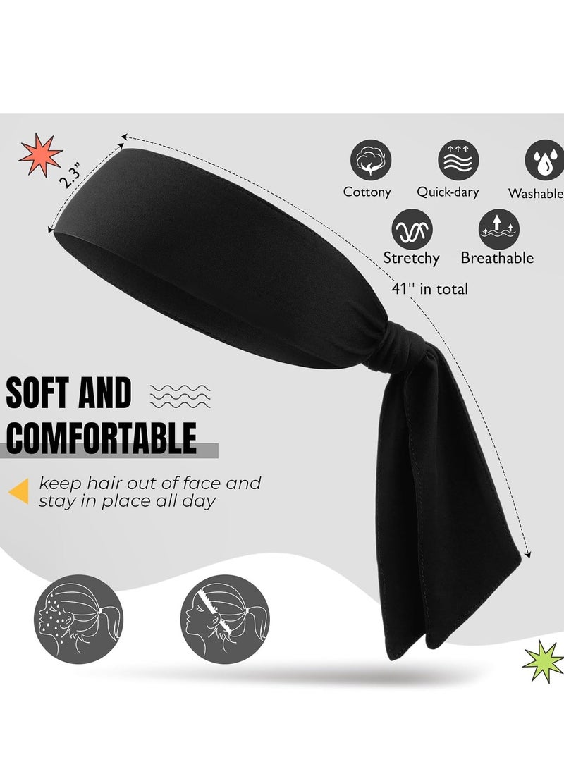 BESTPEAK 4-piece set of tie headbands, sweat-absorbent sports headbands for men and women, tie-up long elastic bandana headband, headband sports sweatband elastic hairband for basketball, football, soccer, running, yoga - Image 2