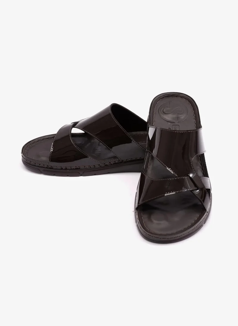 Comfort Plus PATENT LEATHER WOMENS COMFORT PLUS SANDALS BROWN