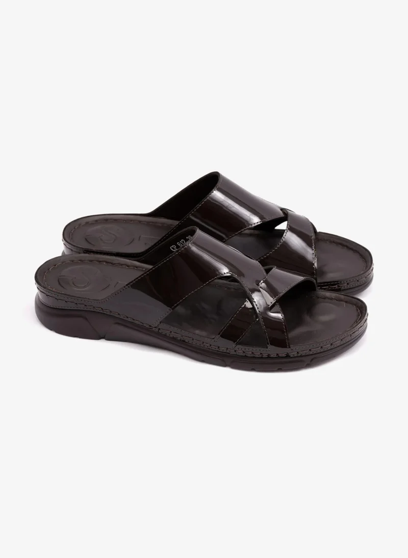 Comfort Plus PATENT LEATHER WOMENS COMFORT PLUS SANDALS BROWN