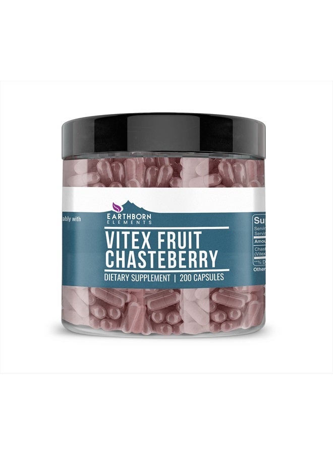 earthborn elements فيتيكس (توت العفة) 200 كبسولة، نقي وغير مخفف، بدون إضافات - Image 1