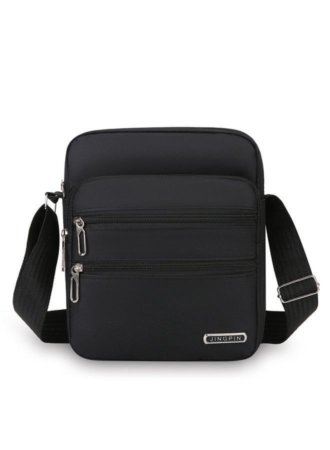 Business Bag Men's And Women's Nylon Wallet Canvas Charging Bag Cashier Shoulder Messenger Bag OxFord Cloth Bag Korean Style Shoulder Bag-Color:Vertical Multi-layer Black  - Image 1