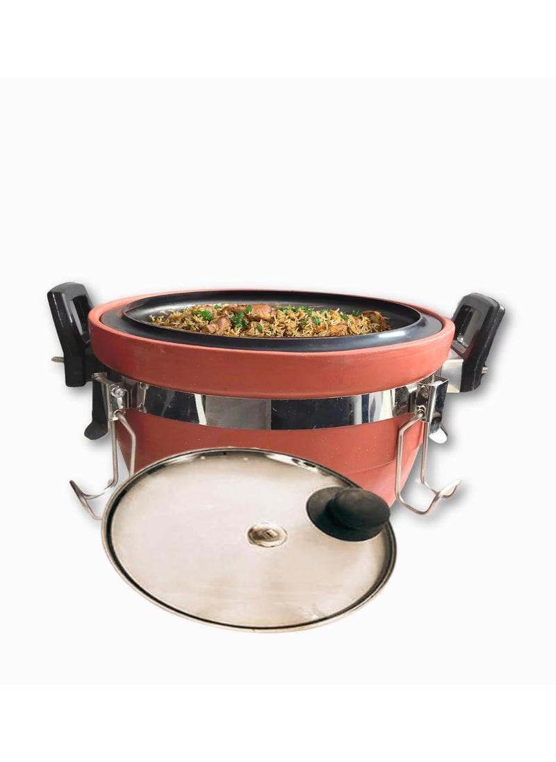 Terra Charms Premium Clay Biryani Cooker Eartenware Handcrafted Clay Biryani Cooker Authentic Flavors and Perfect Rice 3 Ltr Pressure Cooker  - Image 1