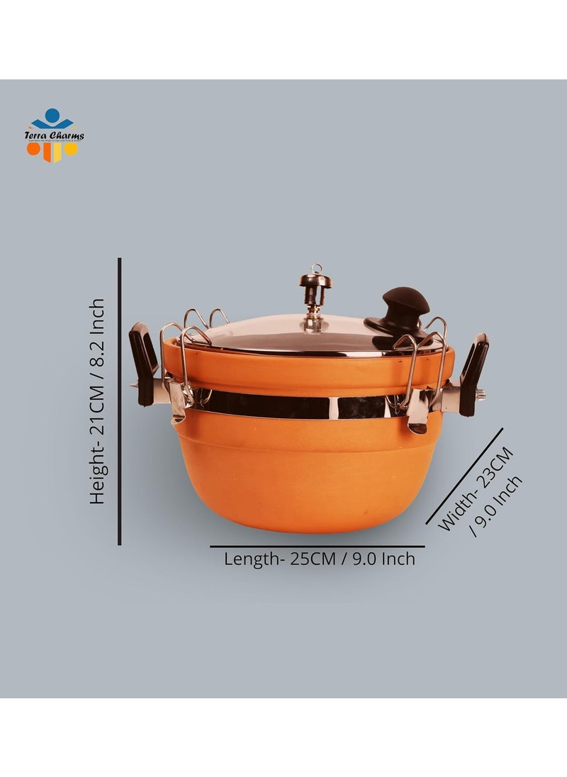 Terra Charms Premium Clay Biryani Cooker Eartenware Handcrafted Clay Biryani Cooker Authentic Flavors and Perfect Rice 3 Ltr Pressure Cooker  - Image 3