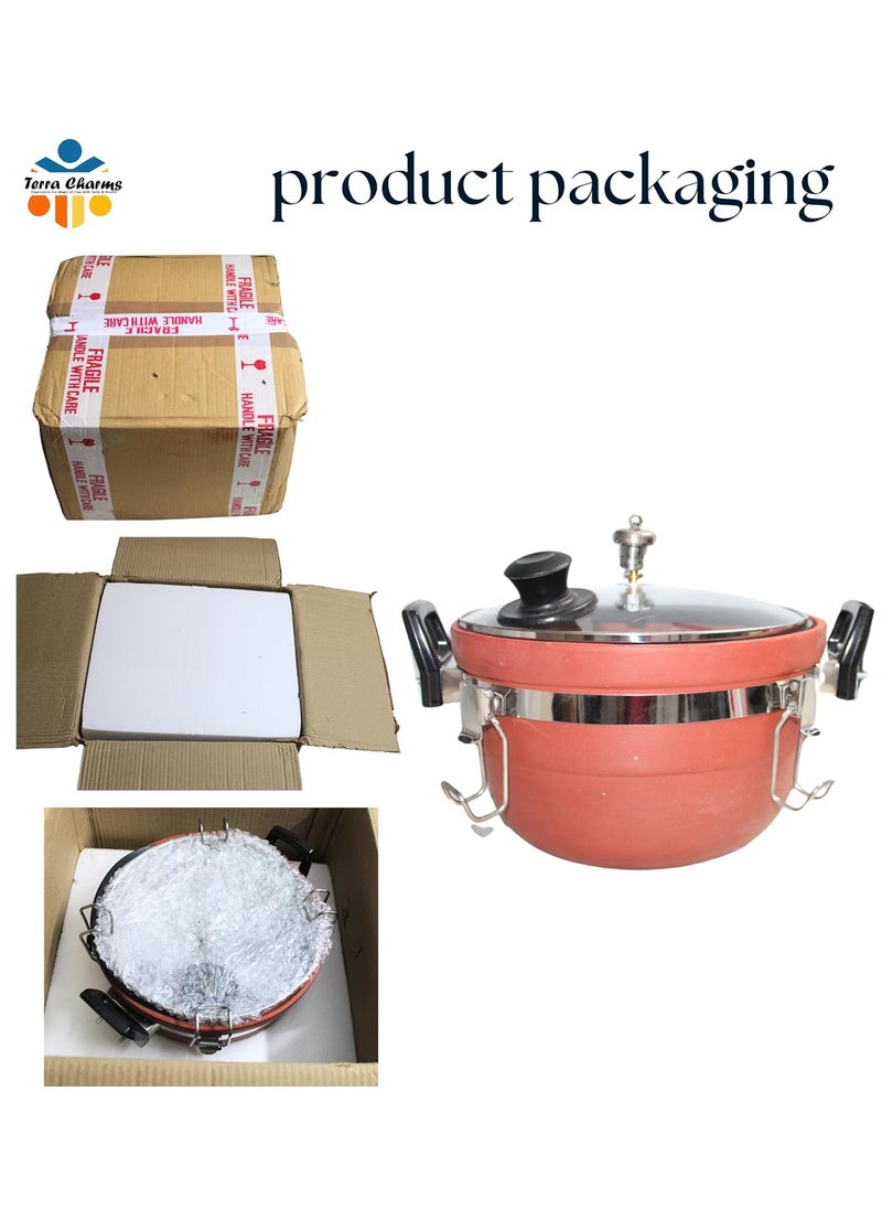 Terra Charms Premium Clay Biryani Cooker Eartenware Handcrafted Clay Biryani Cooker Authentic Flavors and Perfect Rice 3 Ltr Pressure Cooker  - Image 5