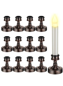 Excefore 12 Pieces Window Candle Taper Candle Holders Plastic Traditional Candlesticks for Table Centerpiece Pillar Candle Base Holder for  Wedding Dinner Tables, Black  - Image 1