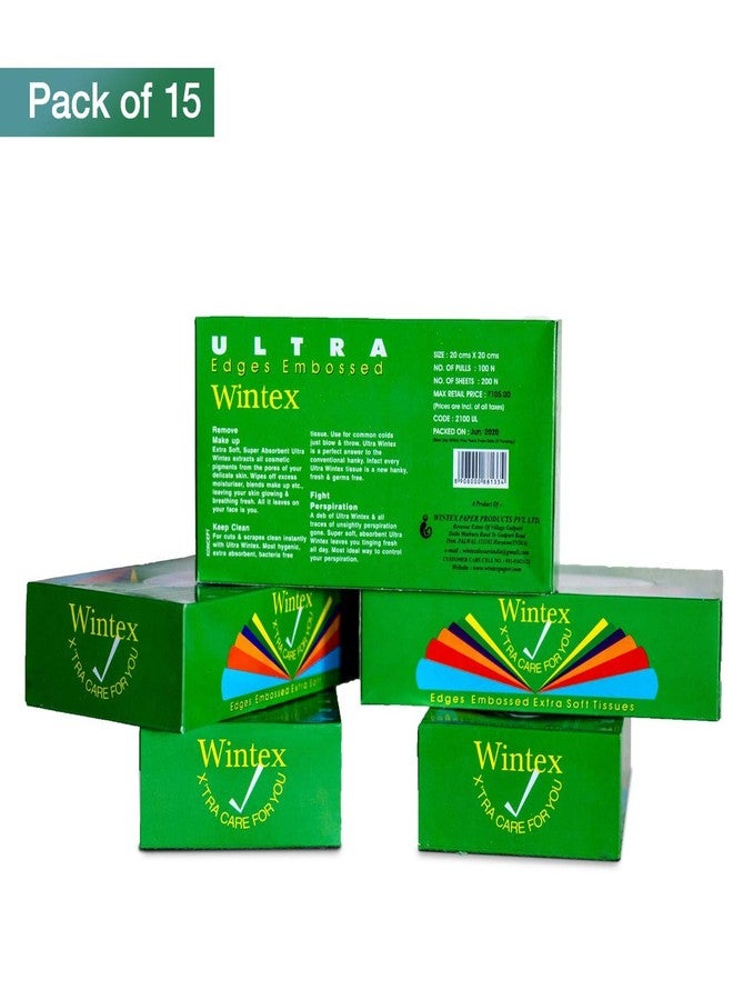 Wintex ULTRA 2 Ply Luxury Facial Tissue Box (Pack of 15 Boxes, 200 Sheets/100 Pulls per Box) - Image 2