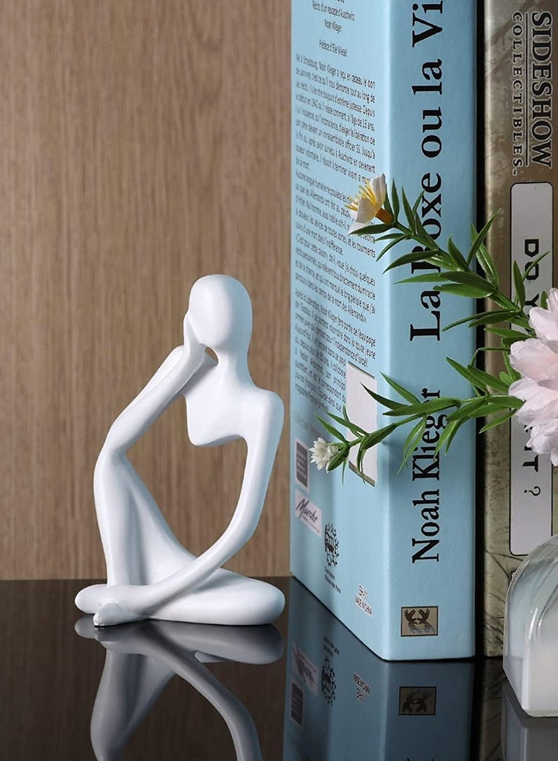 HOME TASTE 3 Pieces Thinker Statue,Home Decor Modern Resin Statues Black,Decor Thinker Statue Desktop Decor Accents For Bookshelf Coffee Table Shelf, Office Decor Collectible Figurines ( White Statue)  - Image 5