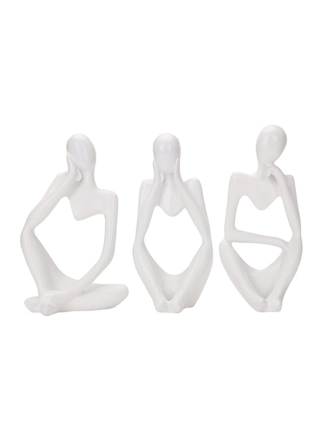 HOME TASTE 3 Pieces Thinker Statue,Home Decor Modern Resin Statues Black,Decor Thinker Statue Desktop Decor Accents For Bookshelf Coffee Table Shelf, Office Decor Collectible Figurines ( White Statue)  - Image 1