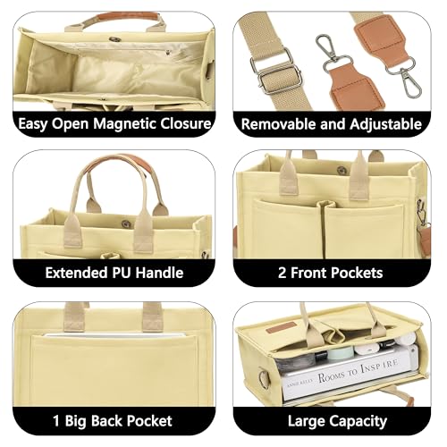 ZHMO Tote Bag for Women With Compartments and Pockets,Large Canvas Tote Women's Purse Crossbody Bags Work Laptop Book Bag Top Handle Satchels Handbags Shoulder Bag for Travel Nurse Teacher Church Gym Beach - Image 4