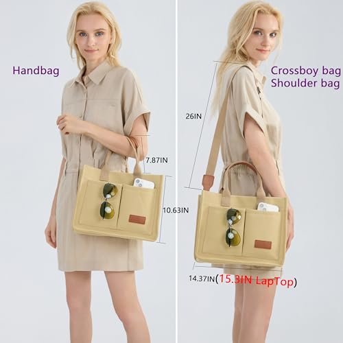 ZHMO Tote Bag for Women With Compartments and Pockets,Large Canvas Tote Women's Purse Crossbody Bags Work Laptop Book Bag Top Handle Satchels Handbags Shoulder Bag for Travel Nurse Teacher Church Gym Beach - Image 3