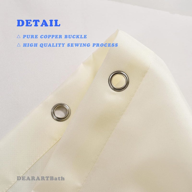DEARART Bath Light Yellow Shower Curtain Liner for Bathroom, Fabric Shower Curtain Set with Grommet and Hooks, 180cm(L)*150ccm(W) Shower Curtains 100% Waterproof Easy Care Machine Washable - Image 3
