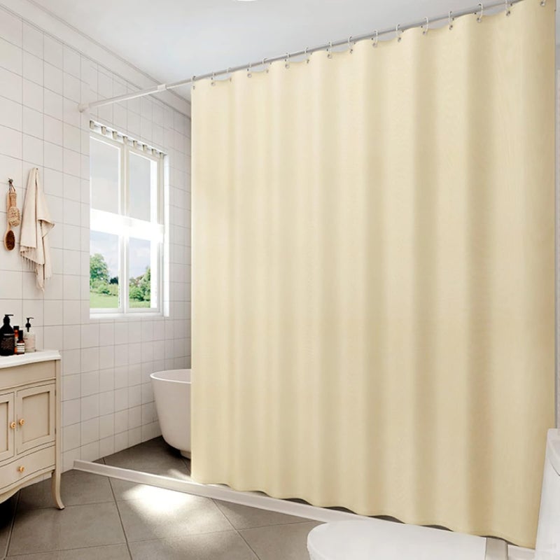 DEARART Bath Light Yellow Shower Curtain Liner for Bathroom, Fabric Shower Curtain Set with Grommet and Hooks, 180cm(L)*150ccm(W) Shower Curtains 100% Waterproof Easy Care Machine Washable - Image 1