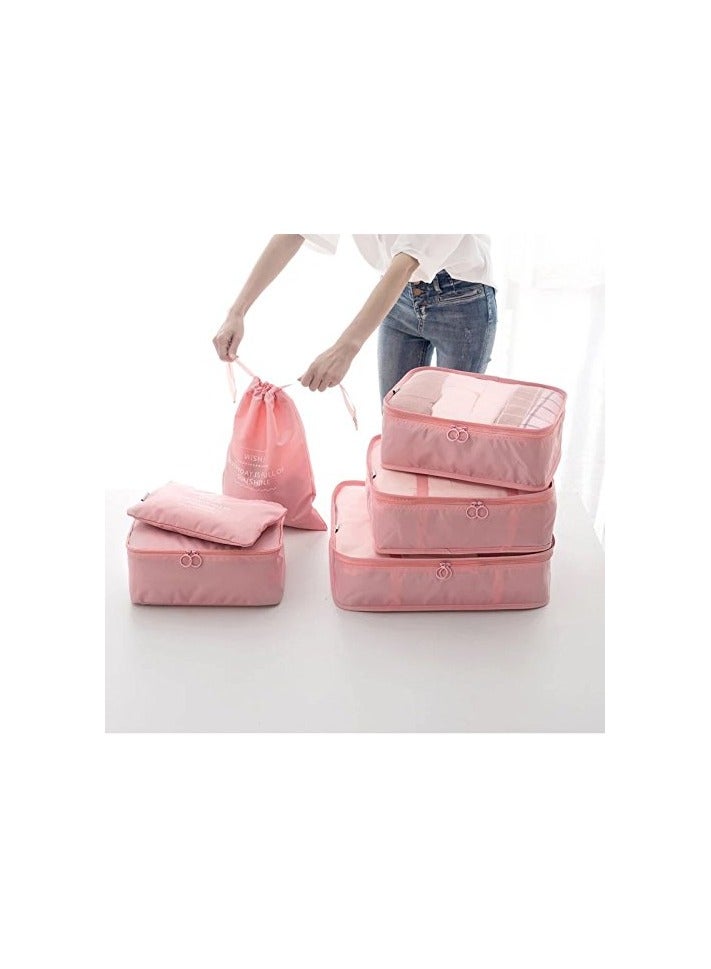 7-Piece Travel Packing Cube Set - Lightweight & Durable Luggage Organizers for Clothes, Shoes & Toiletries - Pink  - Image 2