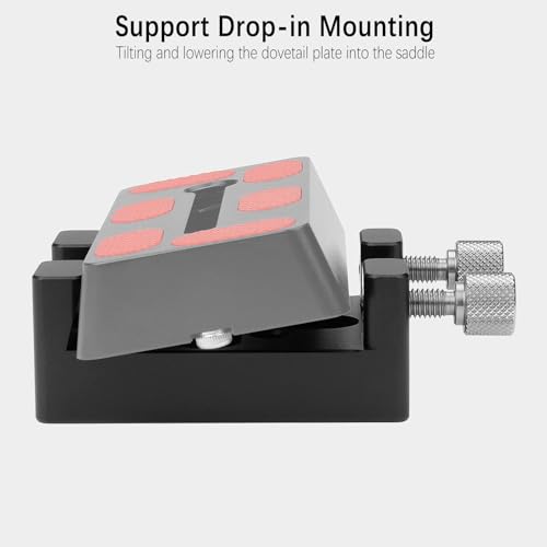 YUEOCT Telescope Dovetail Saddle Clamp Mount Base for Vixen Style Dovetail Handle Bar, with M6 1/4" Slots for Astronomical Astronomy OTA Bracket Adapter, Support Drop-in Mounting - Image 3