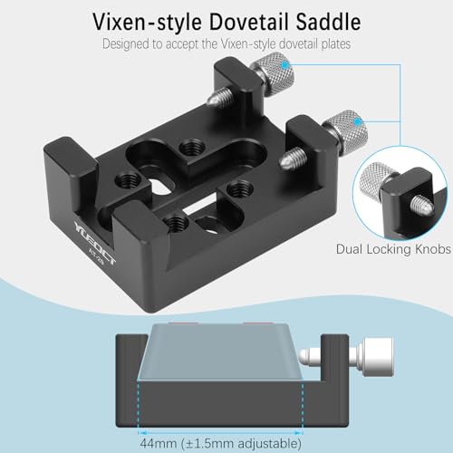 YUEOCT Telescope Dovetail Saddle Clamp Mount Base for Vixen Style Dovetail Handle Bar, with M6 1/4" Slots for Astronomical Astronomy OTA Bracket Adapter, Support Drop-in Mounting - Image 2