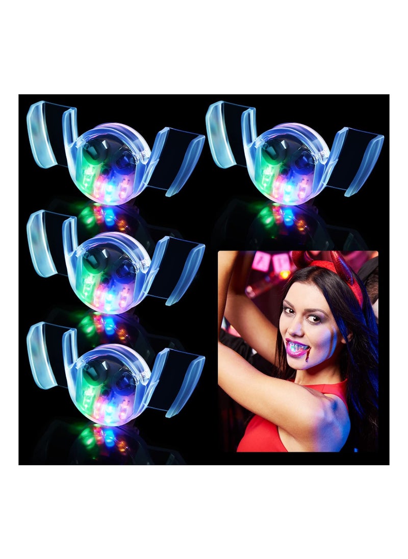 SYOSI - 4PCS Flashing Mouth Teeth Guard, MAKINGTEC Multi Color Light up Teeth Rainbow Light up Mouthpiece Glow Rubber LED Mouth Guard LED Party Favors for Halloween Rave Party Supplies Gift Gadgets - Image 1