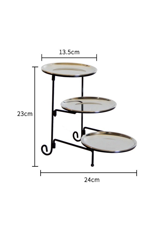 general Three-tier fruit plate cake stand light luxury stainless steel detachable and foldable dessert plate for weddings - Image 3