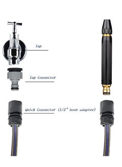 ELTRAZONE Water Spray Gun Car Wash Nozzle High Pressure Nozzle Spray Water Gun Water Jet Hose Nozzles Pipe For Gardening, Bike Car Wash Garden Watering Tool Black High Pressure Nozzle with 3 Attachment  - Image 2