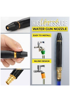 ELTRAZONE Water Spray Gun Car Wash Nozzle High Pressure Nozzle Spray Water Gun Water Jet Hose Nozzles Pipe For Gardening, Bike Car Wash Garden Watering Tool Black High Pressure Nozzle with 3 Attachment  - Image 3
