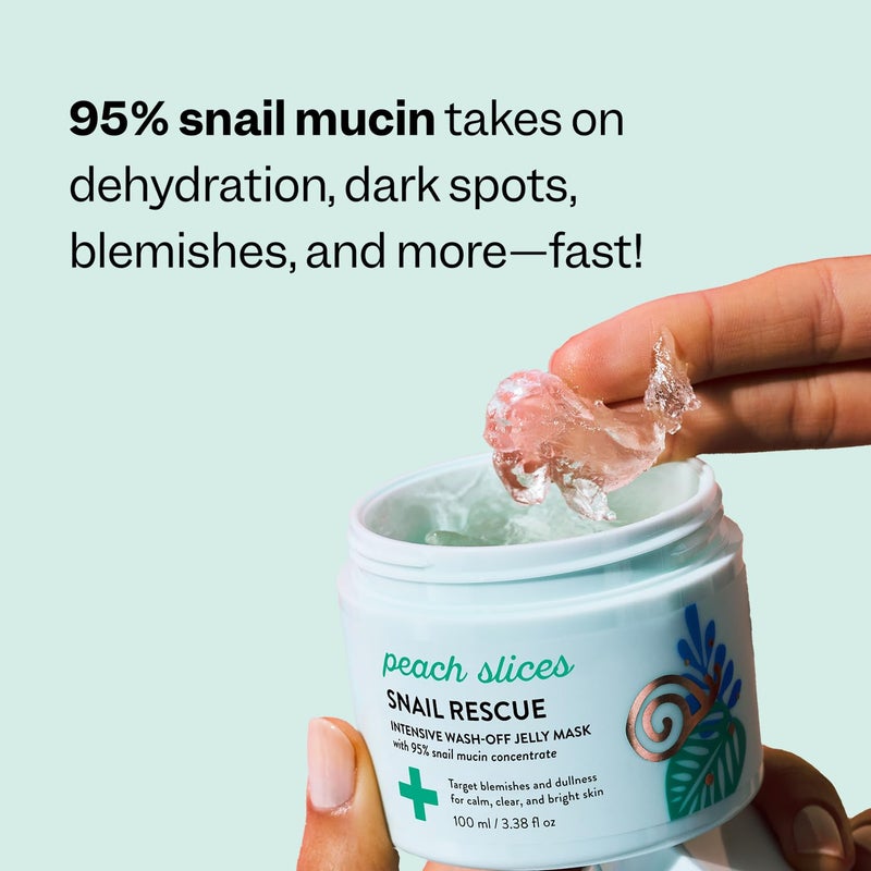 Peach Slices - Snail Rescue Intensive Wash-Off Jelly Mask (3.38 oz) - 95% Snail Mucin Concentrate - Gentle, Clear Skin - Cica, Birch Juice & Licorice - Vegan & Cruelty Free - Korean Skin Care & Beauty - Image 4