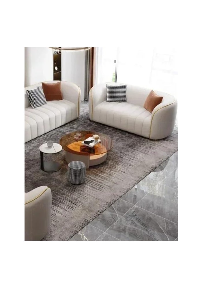 Aroma Homes Modern Luxury Curved Sofa Set - 3+2+1 Seater Living Room Lounge Couch with Velvet Upholstery & Gold Accents - Image 4