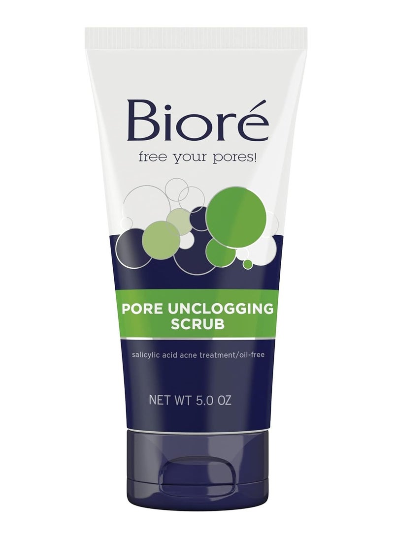 Bioré Pore Unclogging Scrub, Removes Excess Dirt and Oils, Face Scrub, with Salicylic Acid, Oil Free, 5 Ounces (HSA/FSA Approved) - Image 1