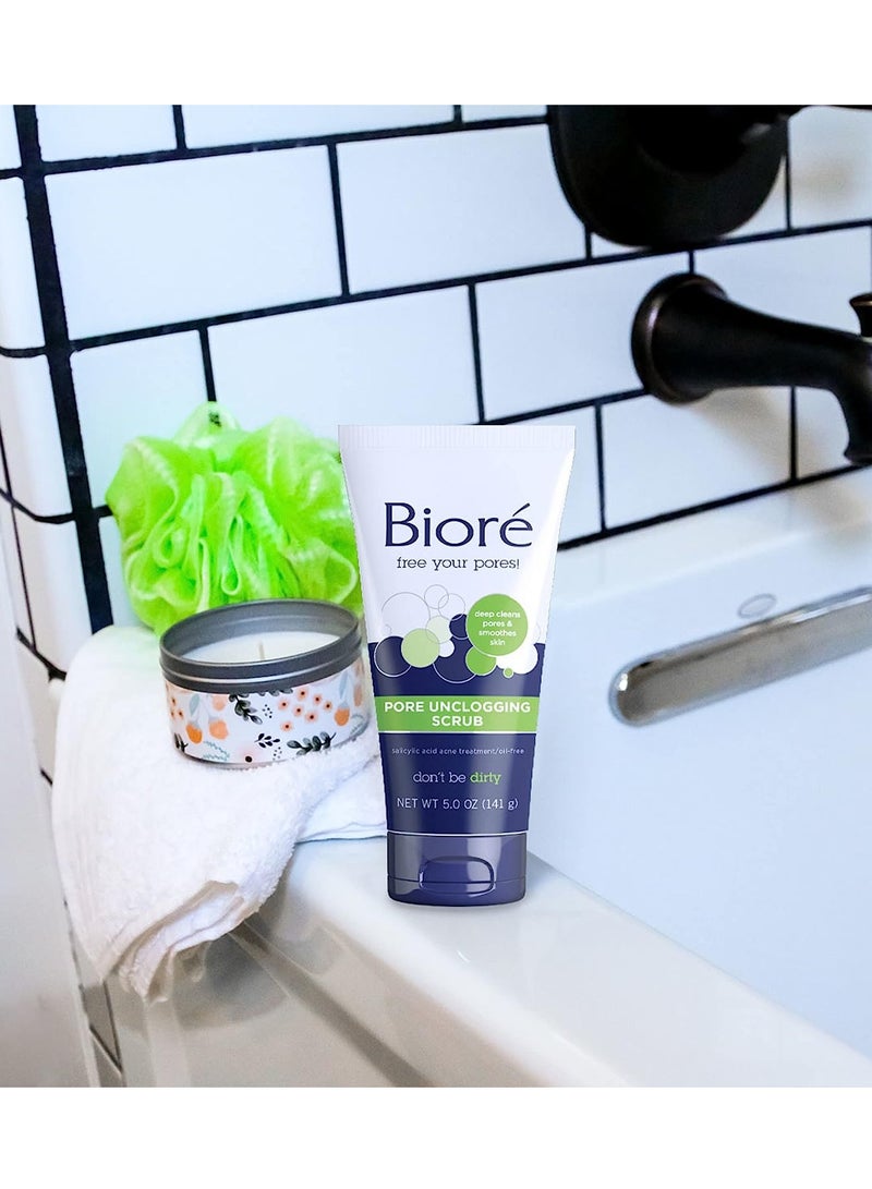Bioré Pore Unclogging Scrub, Removes Excess Dirt and Oils, Face Scrub, with Salicylic Acid, Oil Free, 5 Ounces (HSA/FSA Approved) - Image 5