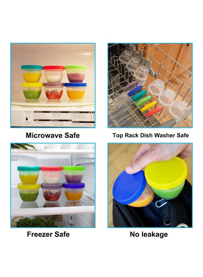 يانج إيفر مجموعة من 18 علبة لتخزين طعام الأطفال من يونج إيفر، 6 أونصات مع أغطية وملصقات، 9 ألوان متنوعة - Image 5