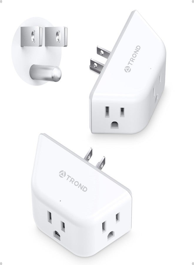 TROND Multi Plug Outlet Extender 2 Pack - Electrical Wall Splitter, 3 Way Angled Wall Outlet Adapter, Cruise Essentials, Small Multiple Plug Expander for Cruise Ship Home Office Dorm Room, White - Image 1