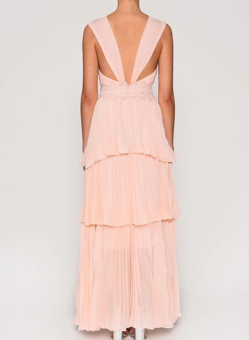 ترو ديكادينس Soft Peach Plunge Front Tie Back Maxi Dress