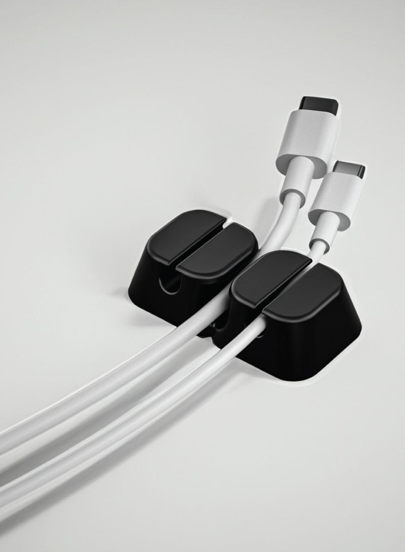 GREEN LION 2 in 1 Cable Organizer / 3M Self Strong Adhesive Hold / Audio Cable / Ethernet Cable / Mouse Cable / Data Cable / TFR Material / Easy to Apply / 3 Slots x2 - Black - Image 1
