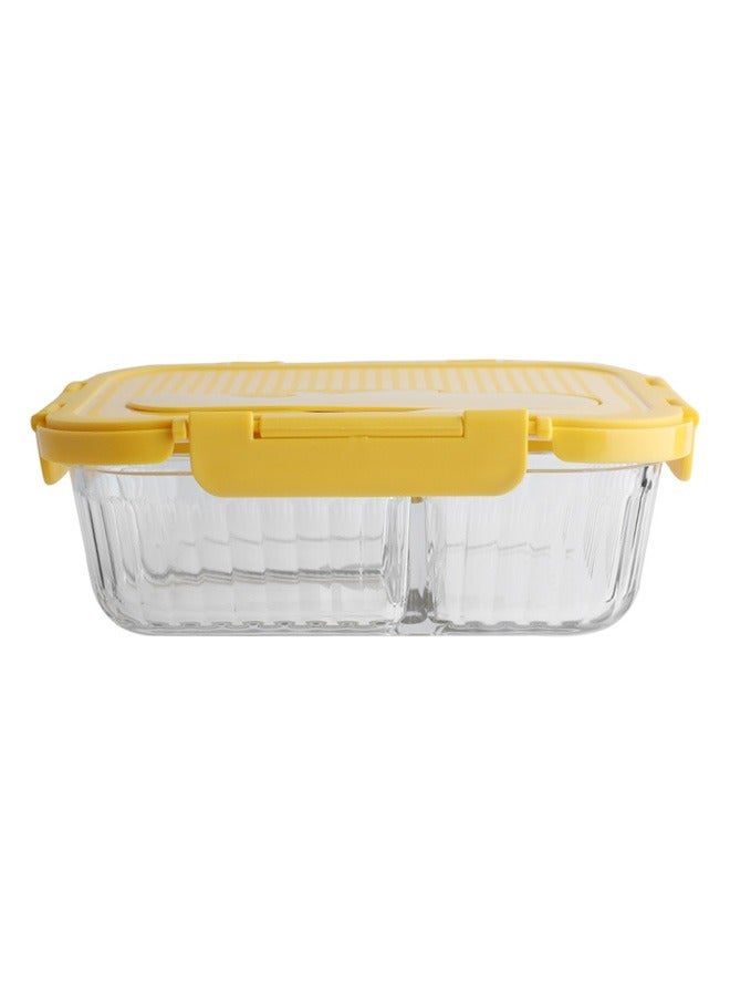 HOMESTAR Glass Food Storage Containers 2 Compartment Lunch Box BPA-Free Sandwich and Salad Bento Box Microwave Oven Dishwasher Safe Yellow - Image 3