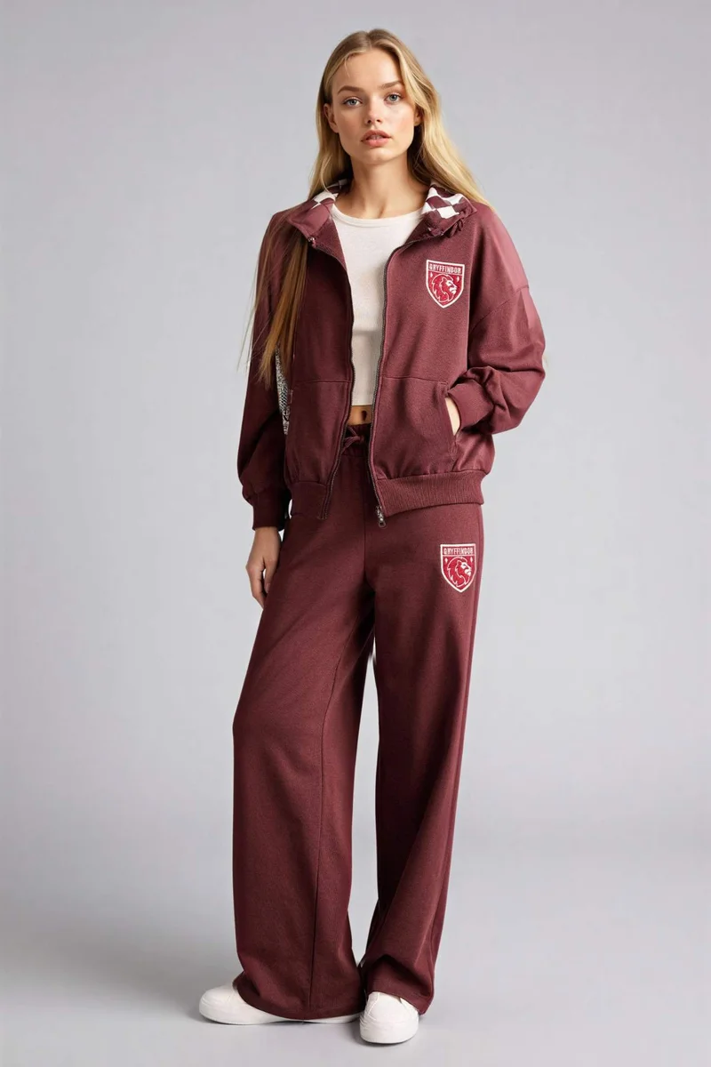 DeFacto Wide Leg Harry Potter Licensed Slogan Pattern Trousers