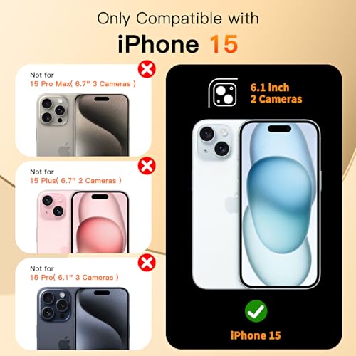 COOLQO for iPhone 15 Case 61 Upgraded 360 Spin Magnetic Stand Compatible with MagsafeMilitary Protection Plating Matte ScratchResistant Back Protective Shockproof Phone Case Black Gold - Image 3
