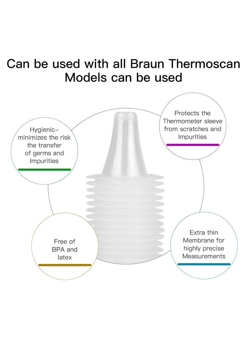Generic 100-Pack Ear Thermometer Probe Covers, Lens Filters, Refill Caps for All Braun ThermoScan Models, BPA/Latex-Free Clear  - Image 5