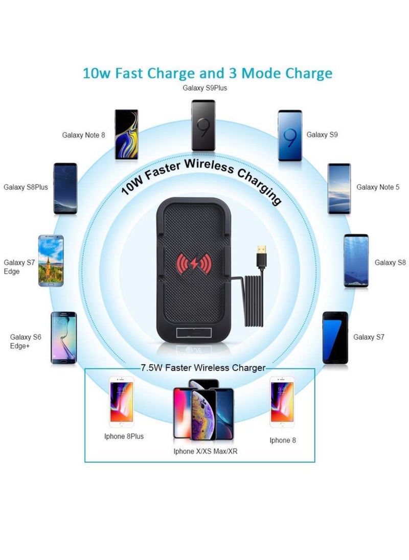 SYOSI Wireless Car Charging Pad, 10W Anti-Slip Car Charger GPS Phone Holder Fast Charge Mat for Car Vehicle, Silicon Rubber Wireless Charger Mount for iPhone & Android Phones Galaxy Note  - Image 3