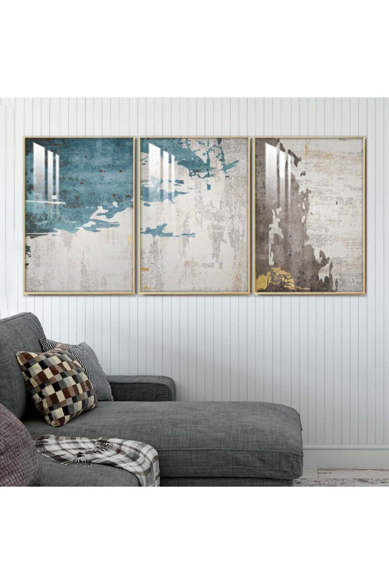 Marktna Three wooden wall painting with a frame and a clear acrylic layer - Image 1