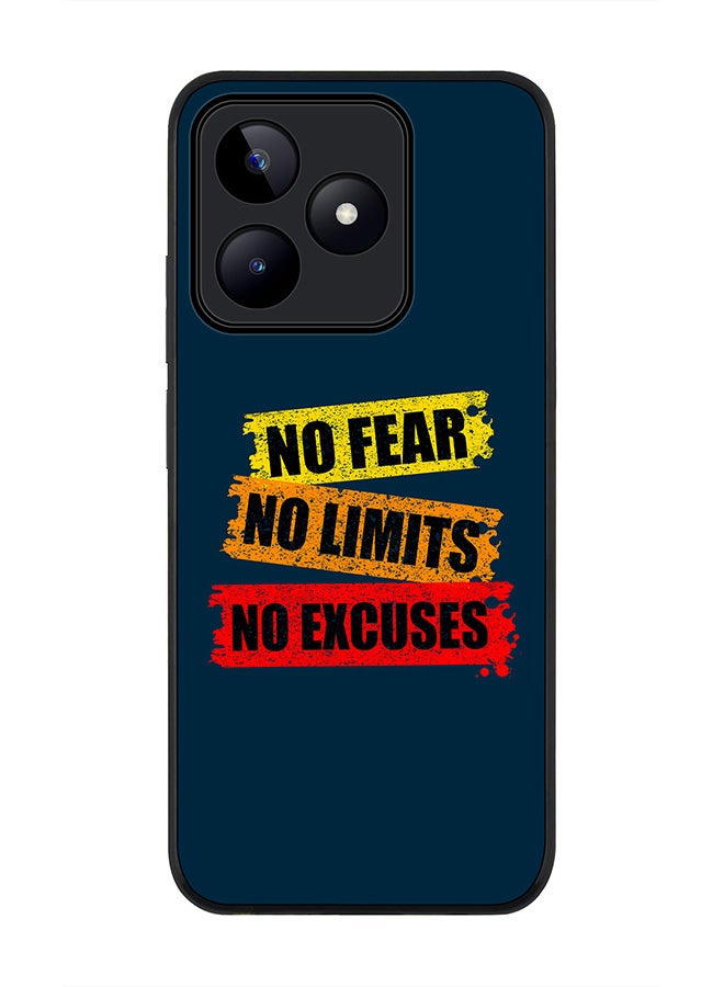 Stylizedd Rugged Black edge case for Realme C51 / Realme Note 50 4G, Slim fit Flexible Anti Drop Thin Cover - No Fear Limits Excuses - Image 1