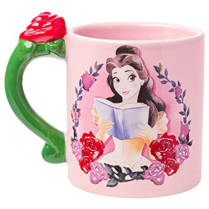 Silver Buffalo Disney Princess Beauty and the Beast Belle Dreams in Bloom Roses 3D Sculpted Handle Ceramic Mug, 20 Ounces