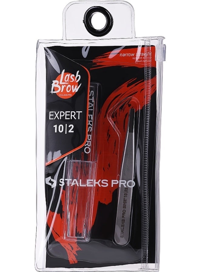 ستالكس برو ملقط حواجب خبير 10 من نوع 2 مستقيم و ضيق مصنوع من الفولاذ مقاوم للصدا - Image 1