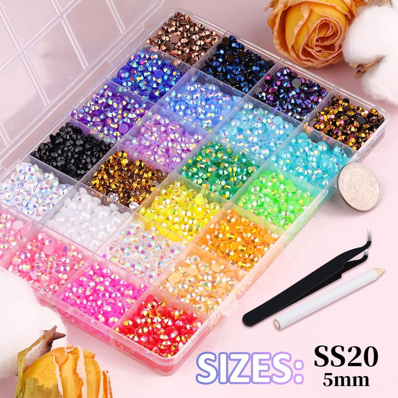 TINKRSTUFF 9000Pcs Resin Jelly Rhinestones with Tweezers for Crafting, Mixed-Color 5mm Flatback Gems, Bedazzling Crystal with 3Pcs 10ml B7000 Jewelry Glue for DIY Crafts Clothing Tumblers Shoes Nail Art - Image 2