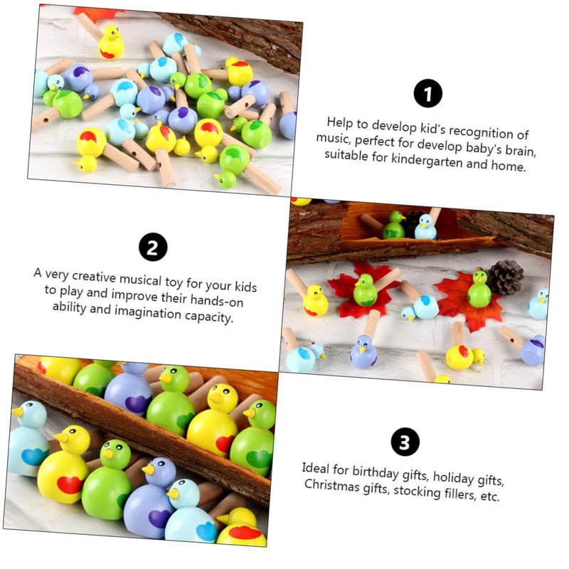 Wooden Bird Whistle Musical Toys For Toddlers 4 Pieces Safe Baby Toys Random Color - Image 4