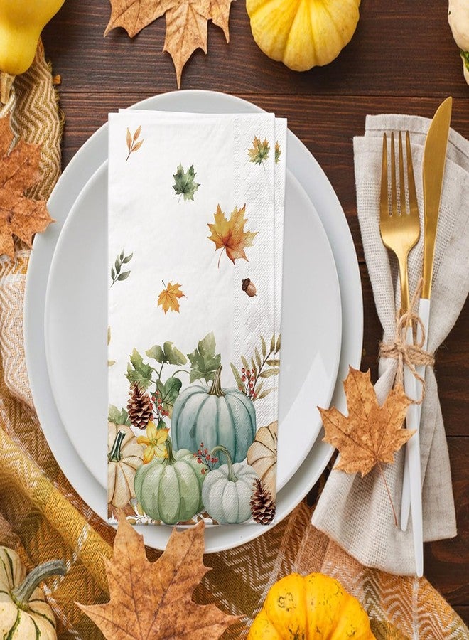 Oigco 100 Pcs Fall Guest Napkins, Thanksgiving Disposable Paper Napkins, Autumn Watercolor Pumpkin Guest Towels for Thanksgiving Dinner Harvest Kitchen Bathroom Decor - Image 3