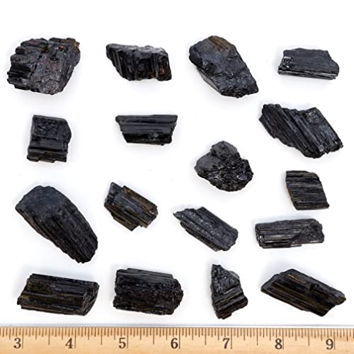DANCING BEAR Black Tourmaline Crystals Bulk (1/2 LB Medium Pieces), Includes: (1) Selenite stick & Information cards, Rough Raw Natural Stones for Good Vibes, Reiki Energy Made in USA - Image 3